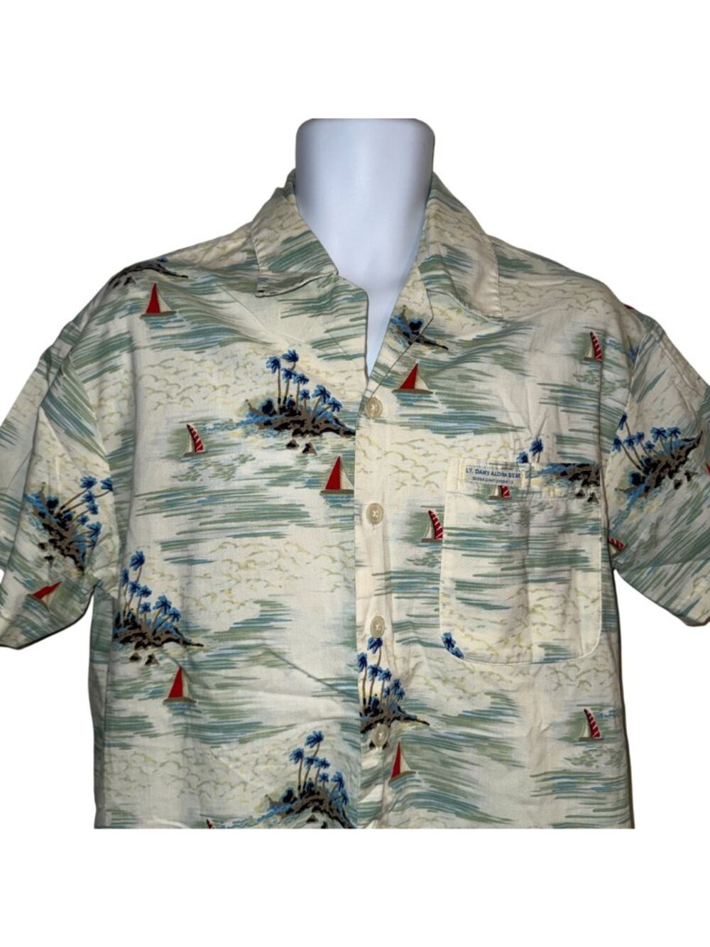 VTG Bubba Gump Button Front Shirt Mens S Hawaiian Lt Dans Aloha Gear Vacation - Picture 2 of 7